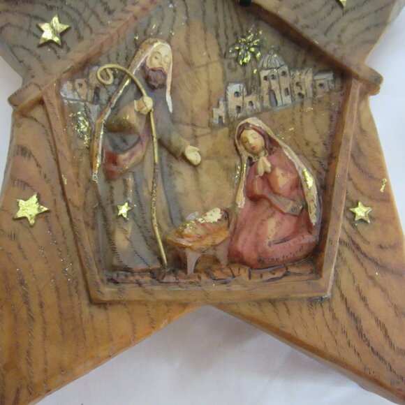 Vintage Roman Inc Nativity Scene Christmas Carved Star Baby Jesus Star Angels - Picture 10 of 11